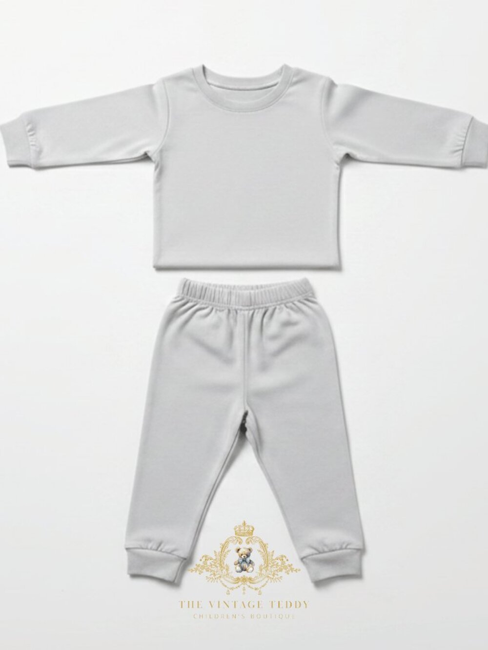 NWT Cute Boys Long Sleeve Pajamas Top & Pants Kids PJ's 2-Piece Set Gray 2-3T - Picture 2 of 2